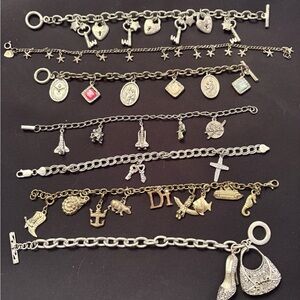 Mixed Charm Bracelet Set - Silver & Gold Tones